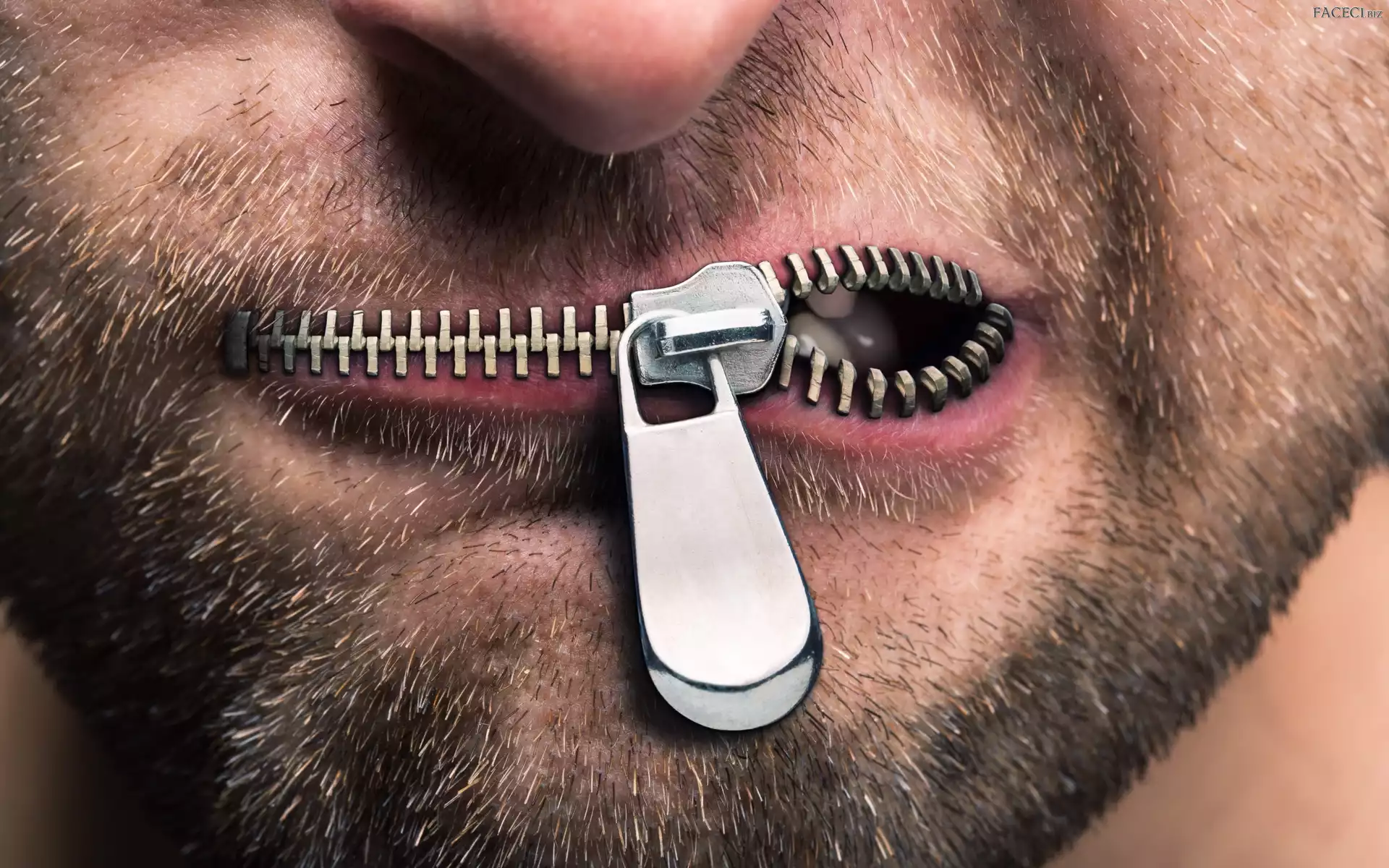 Zarost, Zamek błyskawiczny, Usta, Mężczyzna, Suwak